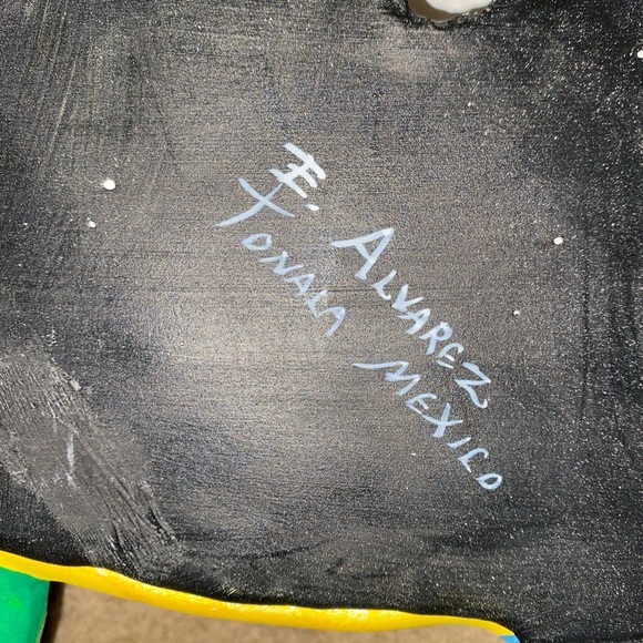 Vtg Tonala Mexico Hand Painted Ceramic Tropical Fish Wall Decor Signed E Alvarez - Picture 12 of 13